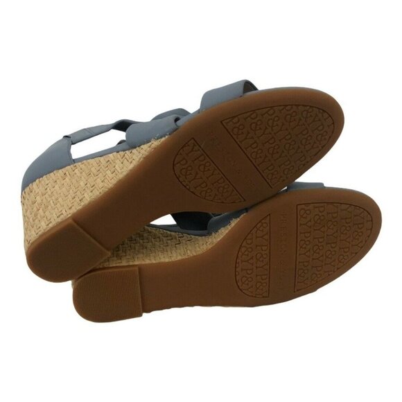 Preston & York Womens Size 6.5 Blue Marcia Raffia Wrapped Wedges - Picture 6 of 7